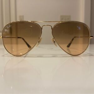 Ray-Ban Gold Frame Sunglasses with Brown Lenses RB3689